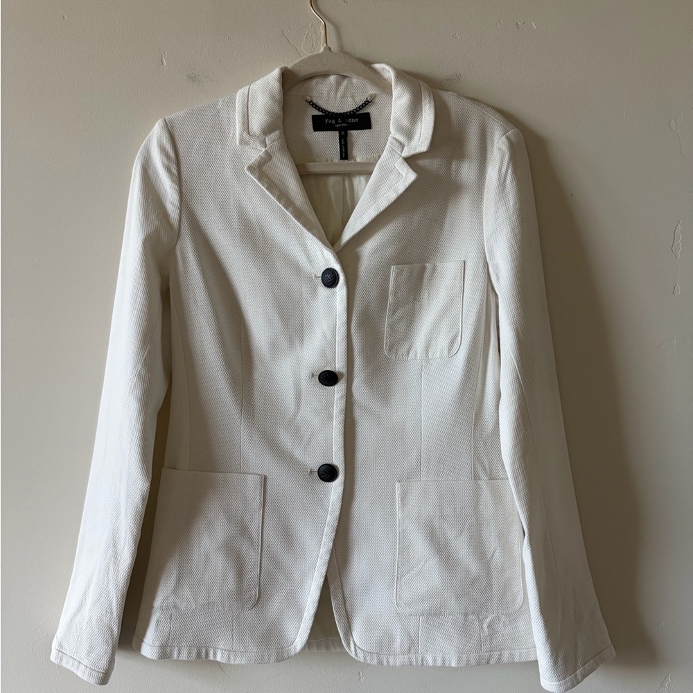 Rag & Bone Cream Blazer with Black Buttons